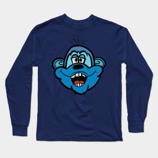 Monkey Head Blue Long Sleeve T-Shirt